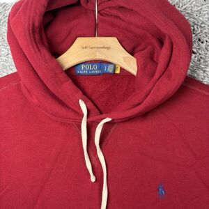 Polo Ralph Lauren RL Fleece Hoodie Mens Large Red Pullover Activewear Gym Runner
